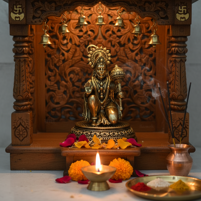 Pure Brass Hanuman Ji Idol –  Handcrafted For Vastu