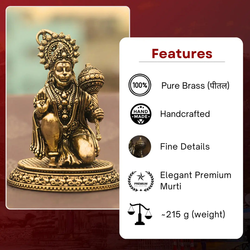 Pure Brass Hanuman Ji Idol –  Handcrafted For Vastu