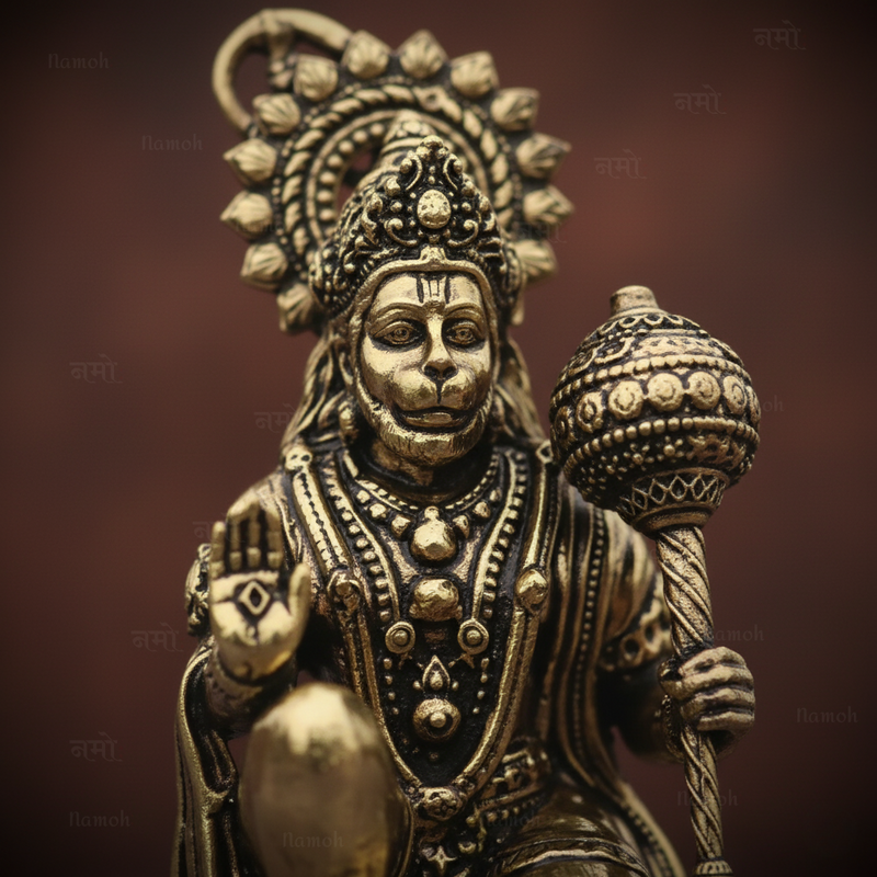 Pure Brass Hanuman Ji Idol –  Handcrafted For Vastu