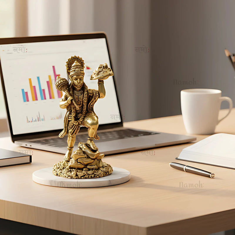 Virat Bajrang Bali - Sanjeevni Parvat Pure Brass Idol