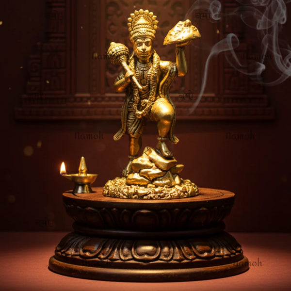 Virat Bajrang Bali - Sanjeevni Parvat Pure Brass Idol