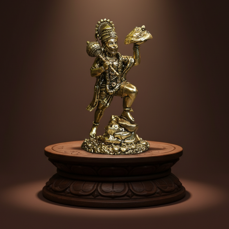 Virat Bajrang Bali - Sanjeevni Parvat Pure Brass Idol