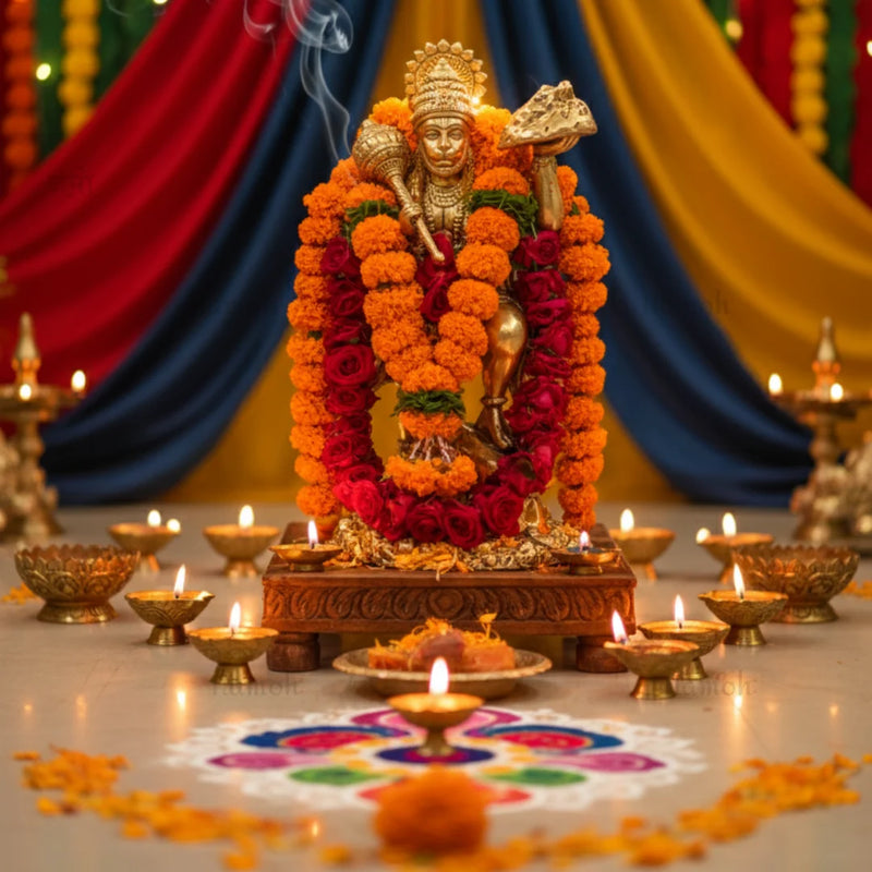 Virat Bajrang Bali - Sanjeevni Parvat Pure Brass Idol